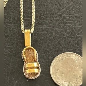 Sterling silver w/gold overlay sandal necklace Mexico